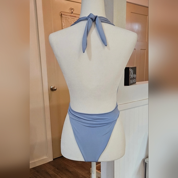 Gently Worn- FASHION NOVA -  Powder Blue Bodysuit/Swimwear - With Wrap - Size S - Picture 3 of 4